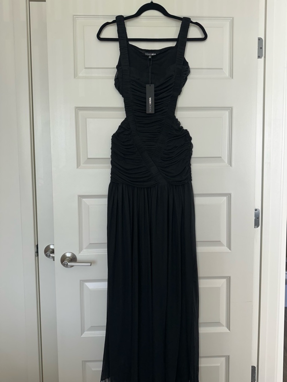 Black Ruched Maxi Dress